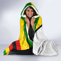 Zimbabwe Christmas Hooded Blanket with Festive Santa Palm Tree and Red Yellow Green Flag - Wonder Print Shop