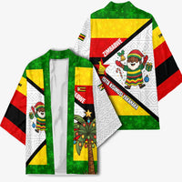 Zimbabwe Christmas Kimono with Festive Santa Palm Tree and Red Yellow Green Flag - Wonder Print Shop
