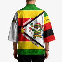 Zimbabwe Christmas Kimono with Festive Santa Palm Tree and Red Yellow Green Flag - Wonder Print Shop