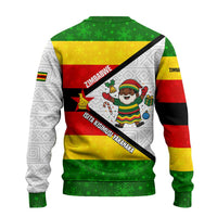 Zimbabwe Christmas Ugly Christmas Sweater with Festive Santa Palm Tree and Red Yellow Green Flag - Wonder Print Shop