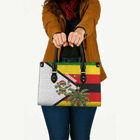 Zimbabwe Christmas Leather Bag with Festive Santa Palm Tree and Red Yellow Green Flag - Wonder Print Shop