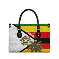Zimbabwe Christmas Leather Bag with Festive Santa Palm Tree and Red Yellow Green Flag - Wonder Print Shop