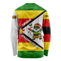 Zimbabwe Christmas Long Sleeve Shirt with Festive Santa Palm Tree and Red Yellow Green Flag - Wonder Print Shop