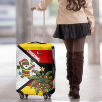 Zimbabwe Christmas Luggage Cover with Festive Santa Palm Tree and Red Yellow Green Flag - Wonder Print Shop