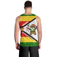 Zimbabwe Christmas Men Tank Top with Festive Santa Palm Tree and Red Yellow Green Flag - Wonder Print Shop