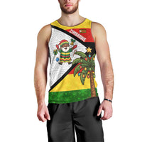 Zimbabwe Christmas Men Tank Top with Festive Santa Palm Tree and Red Yellow Green Flag - Wonder Print Shop