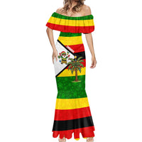 Zimbabwe Christmas Mermaid Dress with Festive Santa Palm Tree and Red Yellow Green Flag - Wonder Print Shop