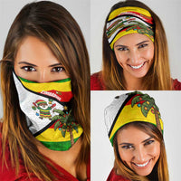 Zimbabwe Christmas Neck Gaiter with Festive Santa Palm Tree and Red Yellow Green Flag - Wonder Print Shop