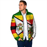 Zimbabwe Christmas Padded Jacket with Festive Santa Palm Tree and Red Yellow Green Flag - Wonder Print Shop