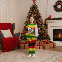 Zimbabwe Christmas Pajama Set with Festive Santa Palm Tree and Red Yellow Green Flag - Wonder Print Shop