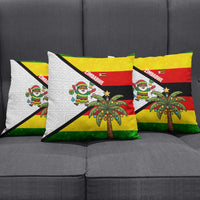 Zimbabwe Christmas Pillow Cover with Festive Santa Palm Tree and Red Yellow Green Flag - Wonder Print Shop