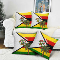 Zimbabwe Christmas Pillow Cover with Festive Santa Palm Tree and Red Yellow Green Flag - Wonder Print Shop
