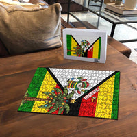 Zimbabwe Christmas Puzzle with Festive Santa Palm Tree and Red Yellow Green Flag - Wonder Print Shop