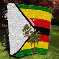 Zimbabwe Christmas Quilt with Festive Santa Palm Tree and Red Yellow Green Flag - Wonder Print Shop