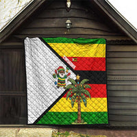 Zimbabwe Christmas Quilt with Festive Santa Palm Tree and Red Yellow Green Flag - Wonder Print Shop