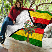 Zimbabwe Christmas Quilt with Festive Santa Palm Tree and Red Yellow Green Flag - Wonder Print Shop