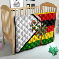 Zimbabwe Christmas Quilt with Festive Santa Palm Tree and Red Yellow Green Flag - Wonder Print Shop