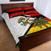 Zimbabwe Christmas Quilt Bed Set with Festive Santa Palm Tree and Red Yellow Green Flag - Wonder Print Shop