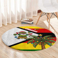 Zimbabwe Christmas Round Carpet with Festive Santa Palm Tree and Red Yellow Green Flag - Wonder Print Shop