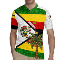Zimbabwe Christmas Rugby Jersey with Festive Santa Palm Tree and Red Yellow Green Flag - Wonder Print Shop