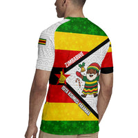 Zimbabwe Christmas Rugby Jersey with Festive Santa Palm Tree and Red Yellow Green Flag - Wonder Print Shop