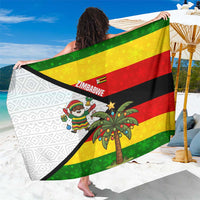 Zimbabwe Christmas Sarong with Festive Santa Palm Tree and Red Yellow Green Flag - Wonder Print Shop