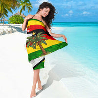 Zimbabwe Christmas Sarong with Festive Santa Palm Tree and Red Yellow Green Flag - Wonder Print Shop