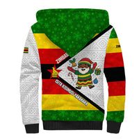 Zimbabwe Christmas Sherpa Hoodie with Festive Santa Palm Tree and Red Yellow Green Flag - Wonder Print Shop