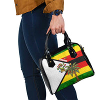 Zimbabwe Christmas Shoulder Handbag with Festive Santa Palm Tree and Red Yellow Green Flag - Wonder Print Shop