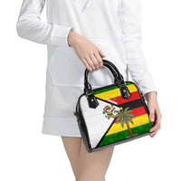 Zimbabwe Christmas Shoulder Handbag with Festive Santa Palm Tree and Red Yellow Green Flag - Wonder Print Shop