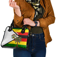 Zimbabwe Christmas Shoulder Handbag with Festive Santa Palm Tree and Red Yellow Green Flag - Wonder Print Shop