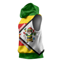 Zimbabwe Christmas Sleeveless Hoodie with Festive Santa Palm Tree and Red Yellow Green Flag - Wonder Print Shop