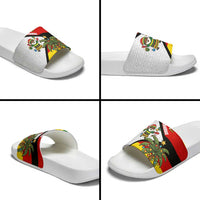 Zimbabwe Christmas Slide Sandals with Festive Santa Palm Tree and Red Yellow Green Flag - Wonder Print Shop
