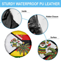 Zimbabwe Christmas Spare Tire Cover with Festive Santa Palm Tree and Red Yellow Green Flag - Wonder Print Shop