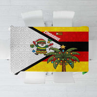 Zimbabwe Christmas Tablecloth with Festive Santa Palm Tree and Red Yellow Green Flag - Wonder Print Shop