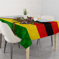 Zimbabwe Christmas Tablecloth with Festive Santa Palm Tree and Red Yellow Green Flag - Wonder Print Shop
