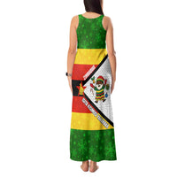 Zimbabwe Christmas Tank Maxi Dress with Festive Santa Palm Tree and Red Yellow Green Flag - Wonder Print Shop