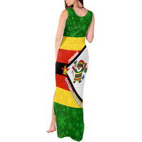Zimbabwe Christmas Tank Maxi Dress with Festive Santa Palm Tree and Red Yellow Green Flag - Wonder Print Shop