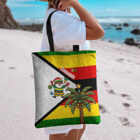 Zimbabwe Christmas Tote Bag with Festive Santa Palm Tree and Red Yellow Green Flag - Wonder Print Shop
