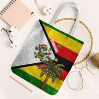 Zimbabwe Christmas Tote Bag with Festive Santa Palm Tree and Red Yellow Green Flag - Wonder Print Shop