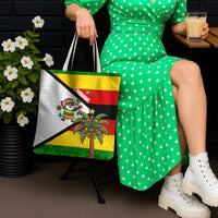 Zimbabwe Christmas Tote Bag with Festive Santa Palm Tree and Red Yellow Green Flag - Wonder Print Shop