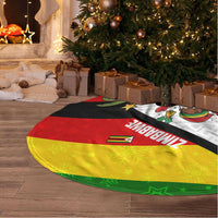 Zimbabwe Christmas Tree Skirt with Festive Santa Palm Tree and Red Yellow Green Flag - Wonder Print Shop