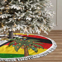 Zimbabwe Christmas Tree Skirt with Festive Santa Palm Tree and Red Yellow Green Flag - Wonder Print Shop
