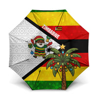 Zimbabwe Christmas Umbrella with Festive Santa Palm Tree and Red Yellow Green Flag - Wonder Print Shop