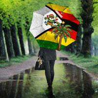 Zimbabwe Christmas Umbrella with Festive Santa Palm Tree and Red Yellow Green Flag - Wonder Print Shop