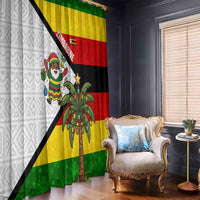 Zimbabwe Christmas Window Curtain with Festive Santa Palm Tree and Red Yellow Green Flag - Wonder Print Shop