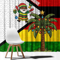 Zimbabwe Christmas Window Curtain with Festive Santa Palm Tree and Red Yellow Green Flag - Wonder Print Shop