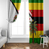 Zimbabwe Christmas Window Curtain with Festive Santa Palm Tree and Red Yellow Green Flag - Wonder Print Shop