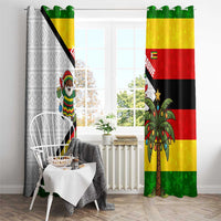 Zimbabwe Christmas Window Curtain with Festive Santa Palm Tree and Red Yellow Green Flag - Wonder Print Shop