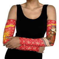 Macedonia Christmas Arm Sleeves with Traditional Santa and Yellow Sun Motif - Wonder Print Shop